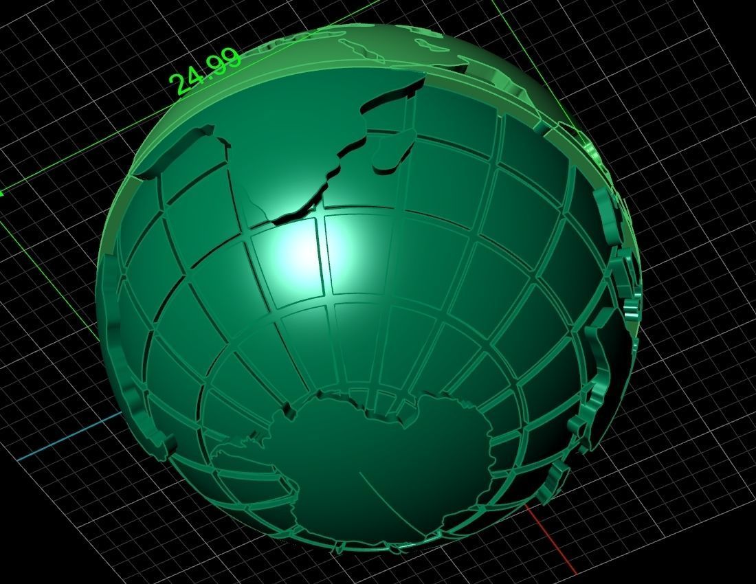pendant planet earth map 3D print model_10