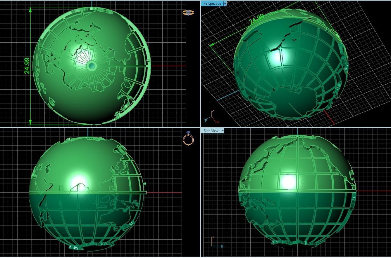 pendant planet earth map 3D print model_4