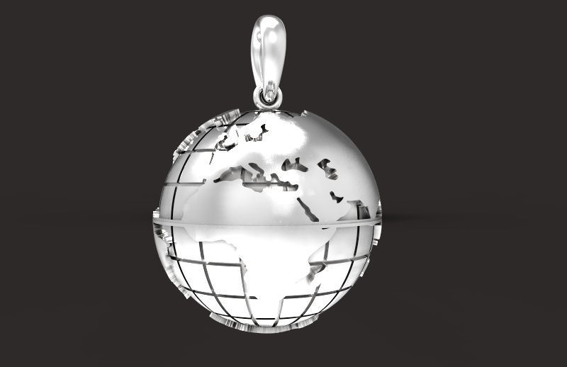 pendant planet earth map 3D print model_25