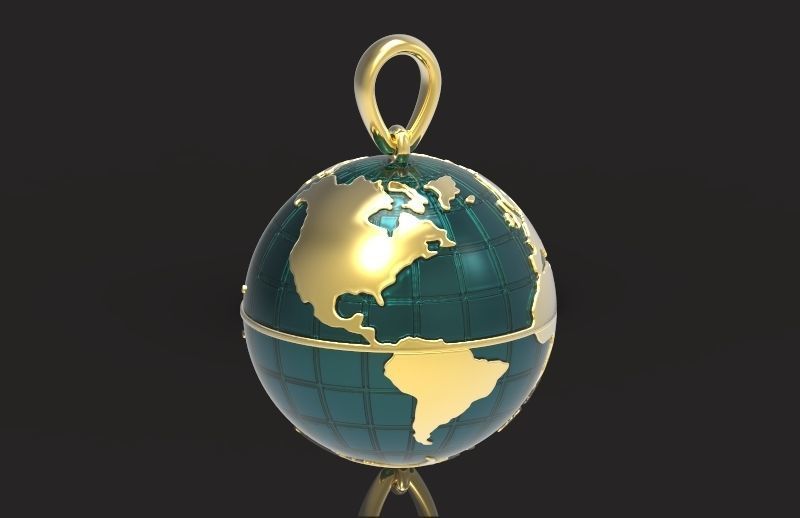 pendant planet earth map 3D print model_17