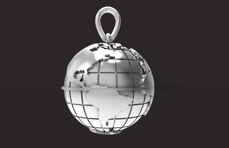 pendant planet earth map 3D print model_13