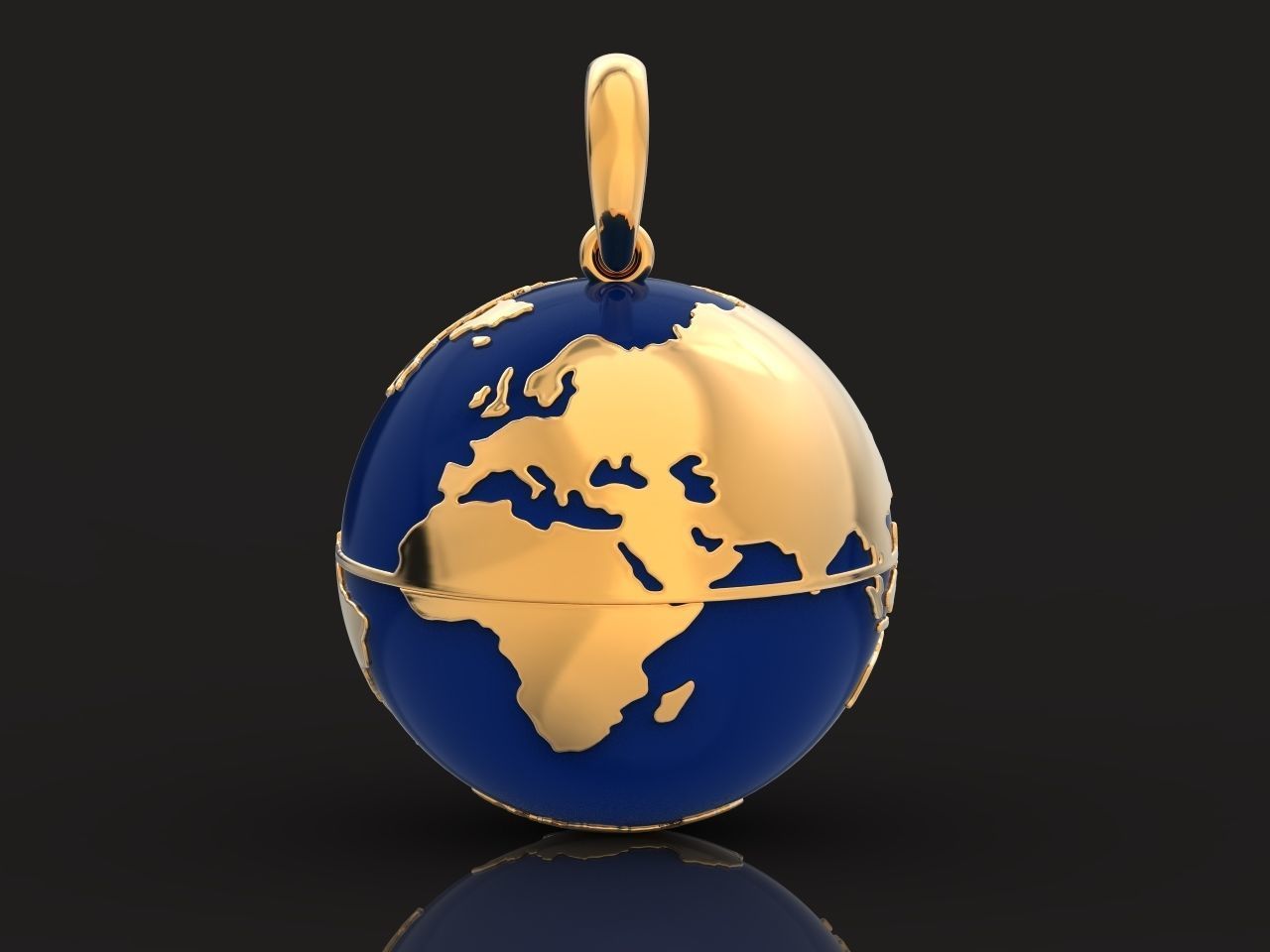 pendant planet earth map 3D print model_2
