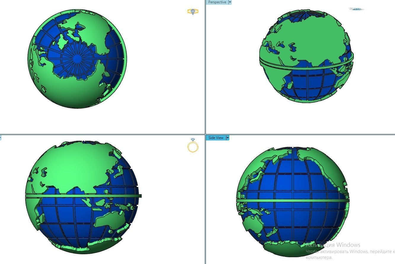 pendant planet earth map 3D print model_12