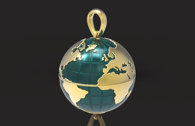 pendant planet earth map 3D print model_18