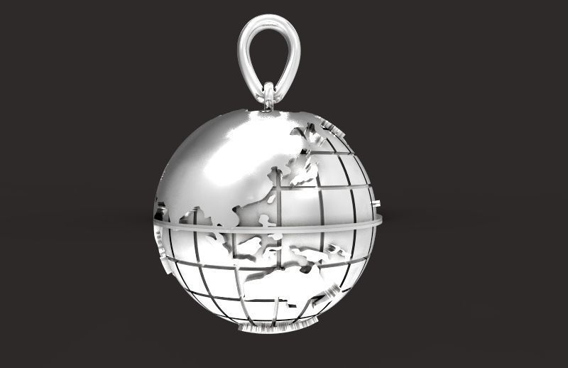 pendant planet earth map 3D print model_3