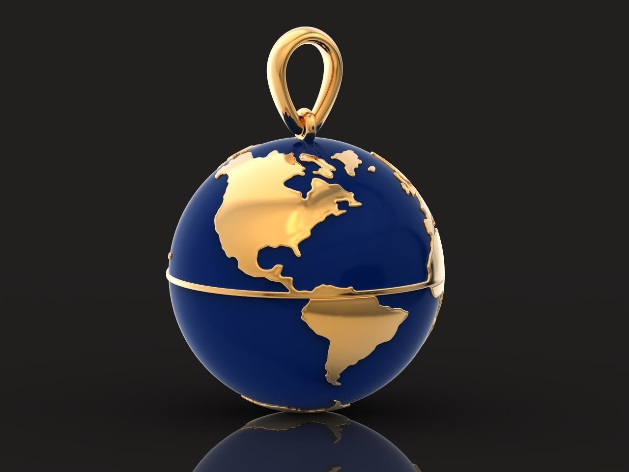 pendant planet earth map 3D print model_39