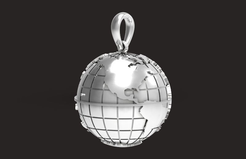 pendant planet earth map 3D print model_22