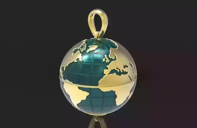 pendant planet earth map 3D print model
