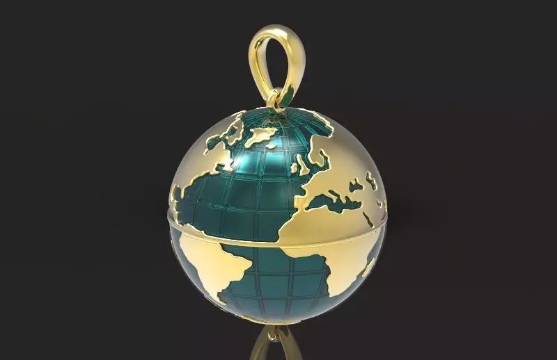 pendant planet earth map 3D print model_0