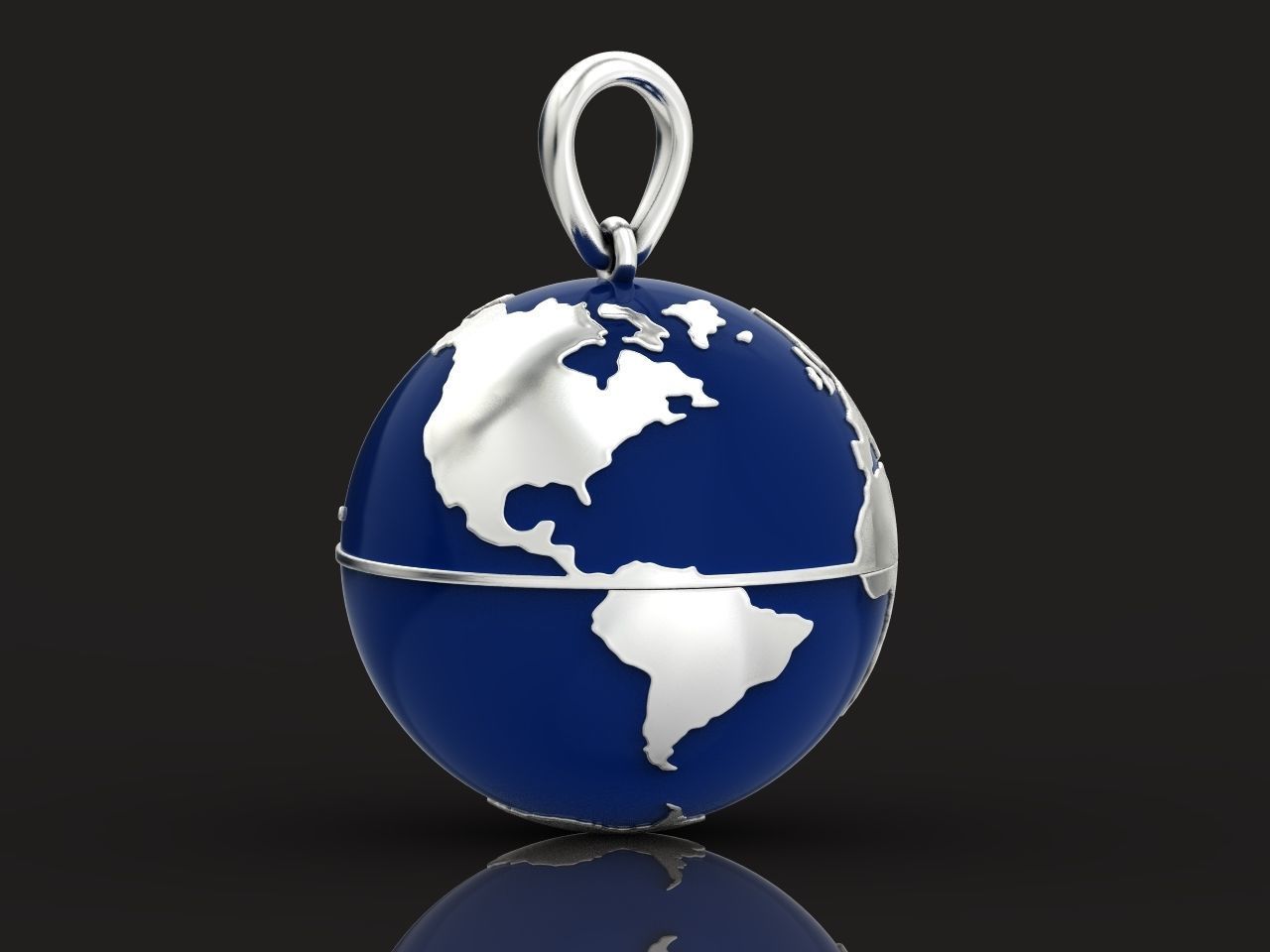 pendant planet earth map 3D print model_37