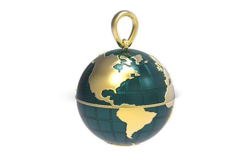 pendant planet earth map 3D print model_30