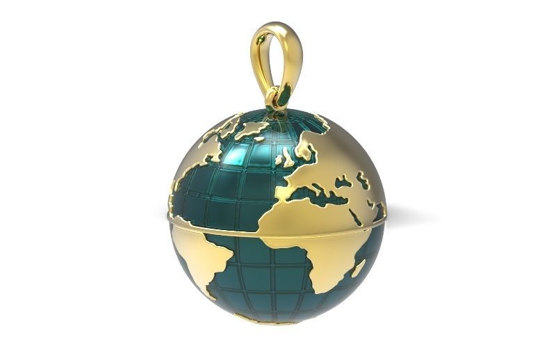 pendant planet earth map 3D print model_33