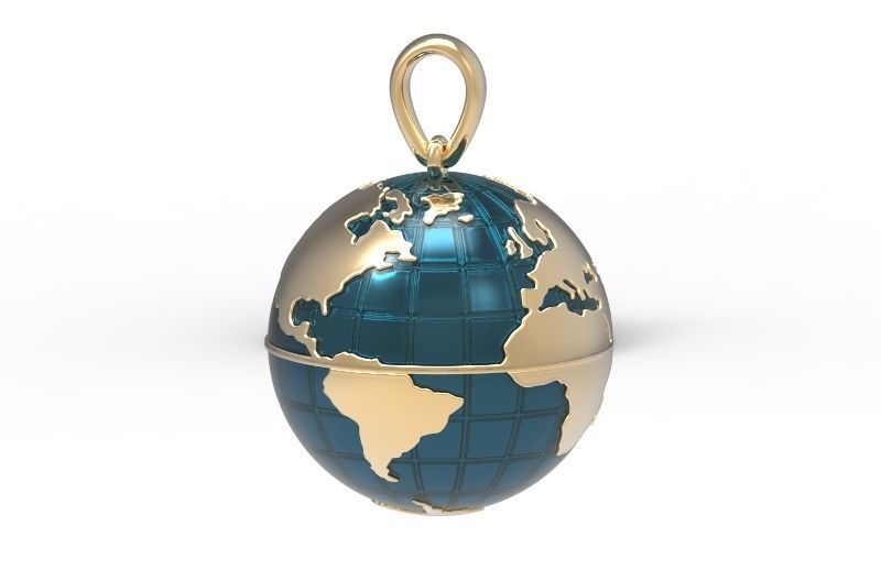 pendant planet earth map 3D print model_28