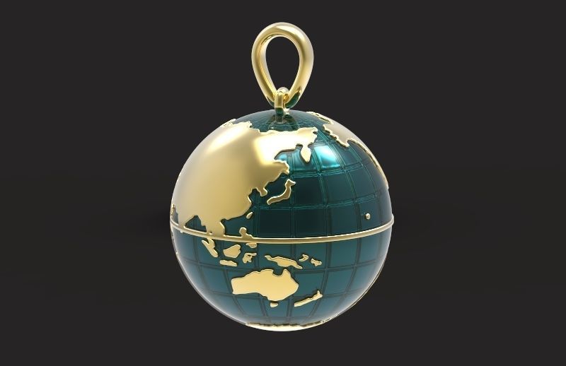 pendant planet earth map 3D print model_16