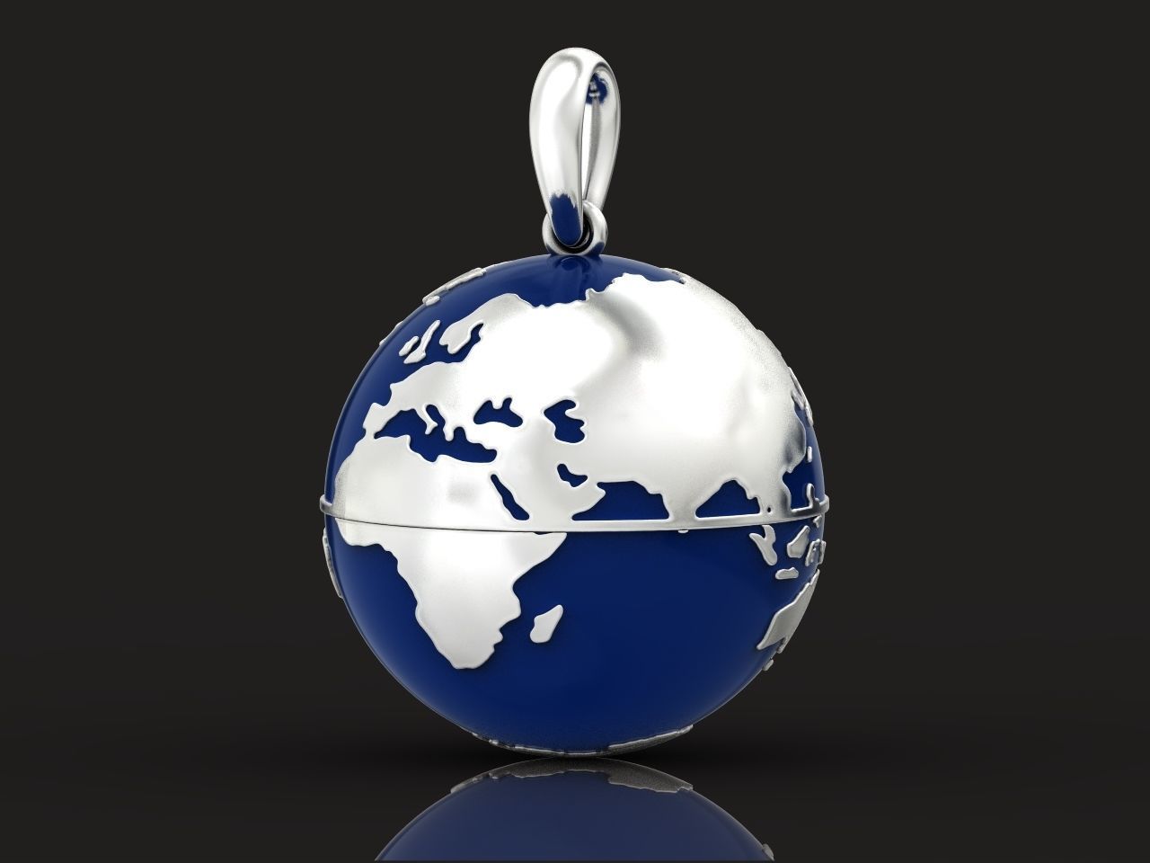pendant planet earth map 3D print model_36