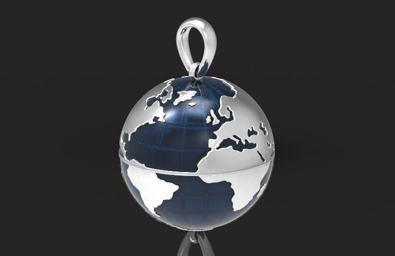pendant planet earth map 3D print model_20