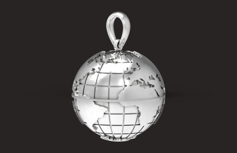 pendant planet earth map 3D print model_24