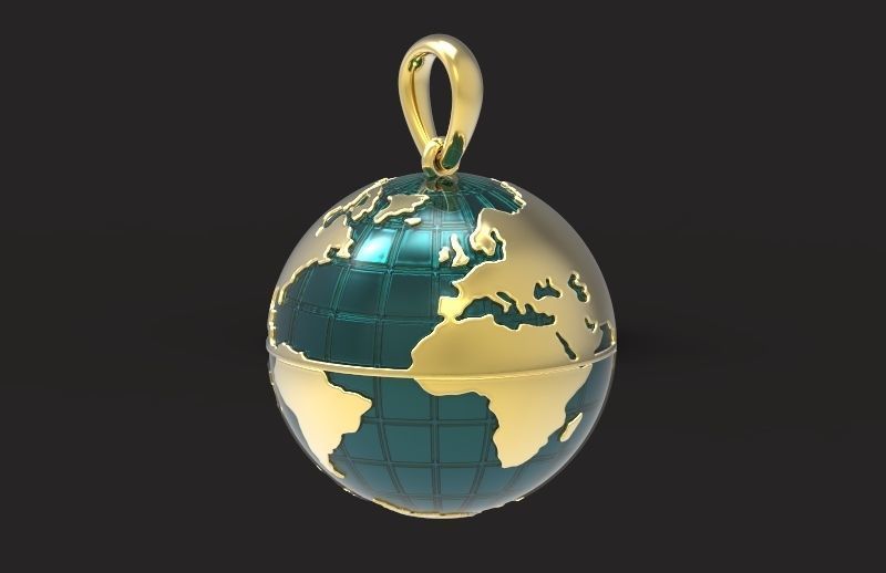 pendant planet earth map 3D print model_34