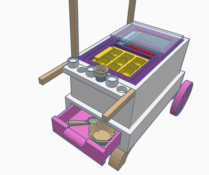 Functional Miniature Ice Cream Cart - Version 1 3D print model_4