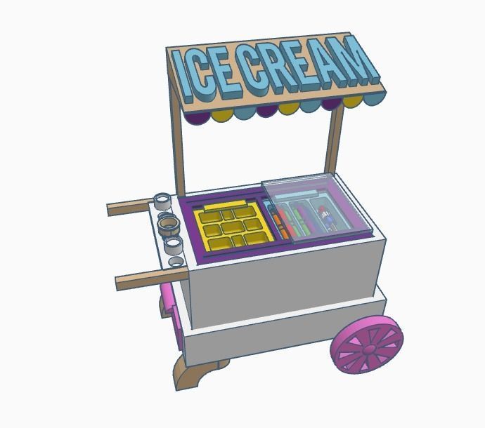 Functional Miniature Ice Cream Cart - Version 1 3D print model_3