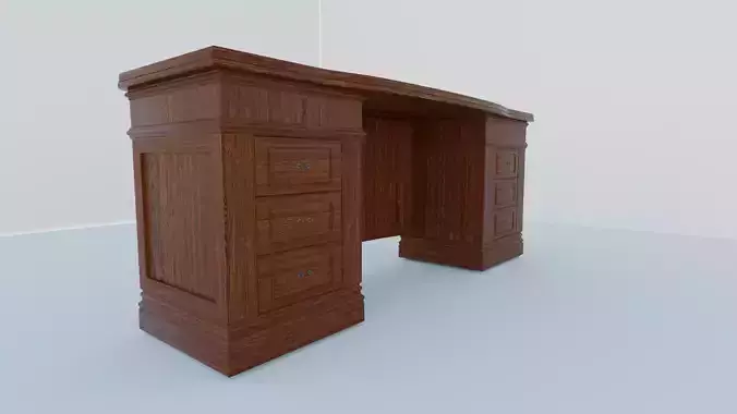 classic wood desk Low-poly 3D model