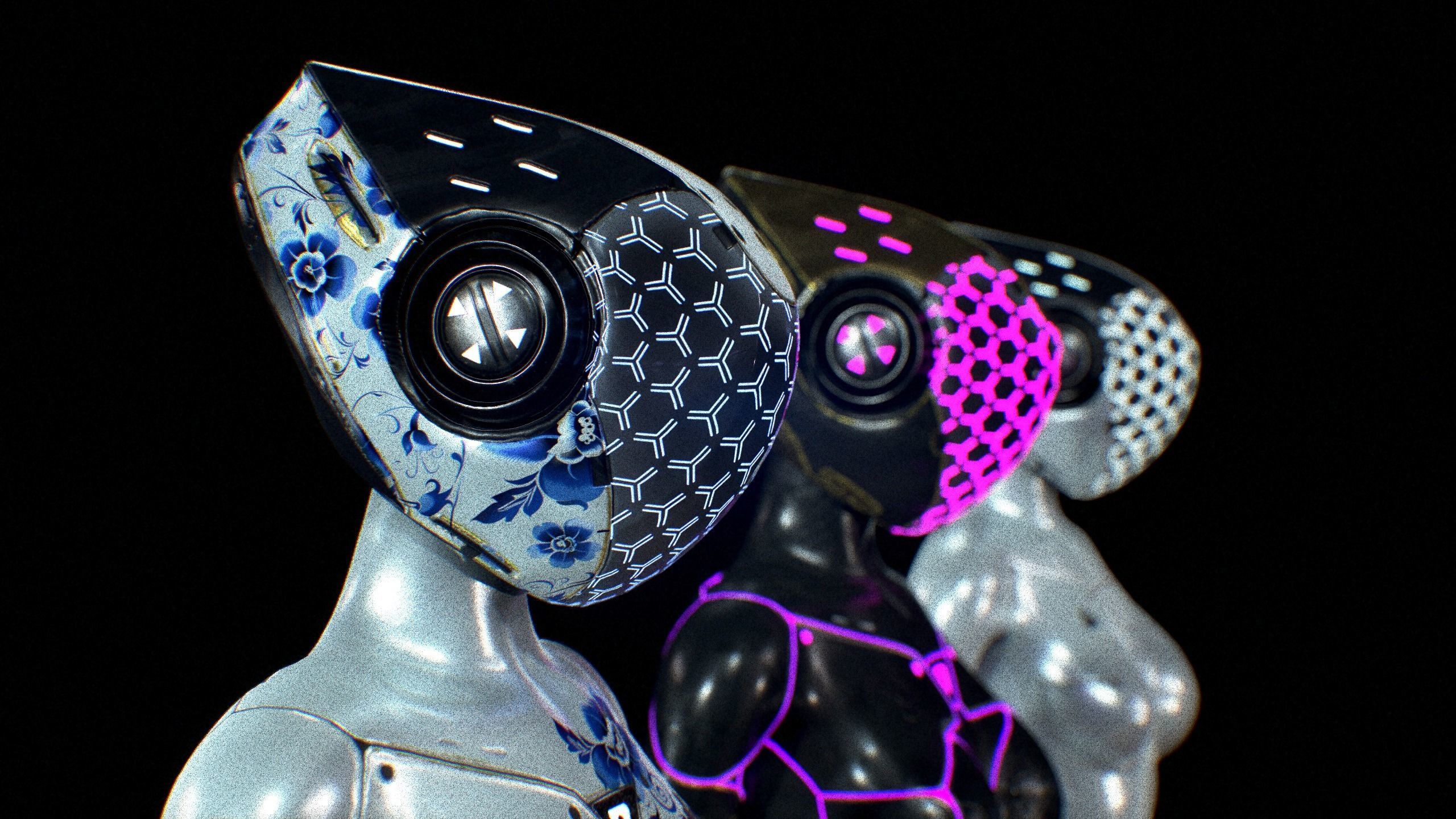 Robotic bionic girls  - game ready Low-poly 3D model_6