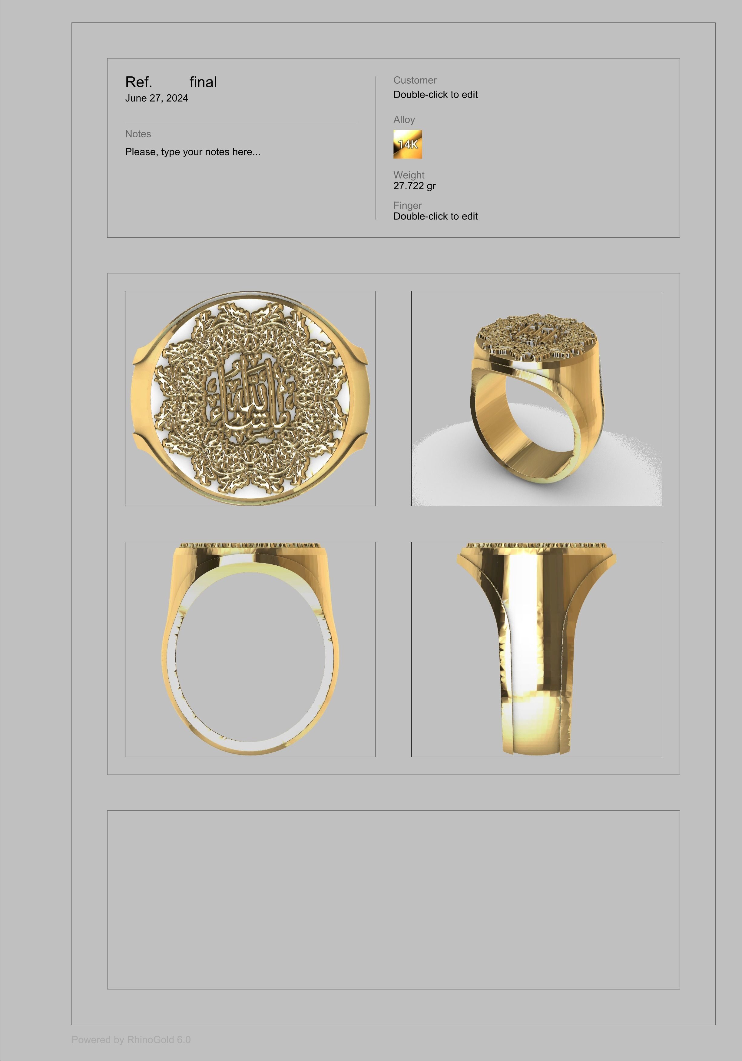 Islamic Muslim Ring For Men USA Size 10 3D print model_14