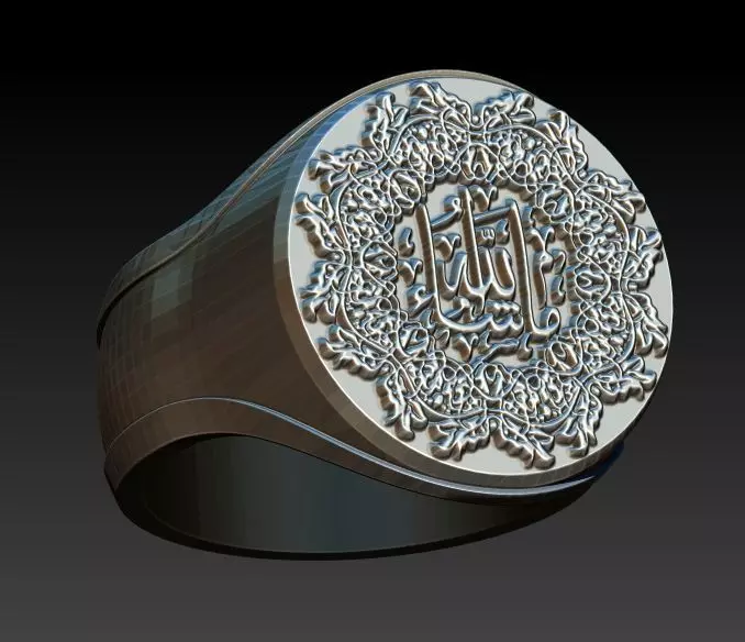 Islamic Muslim Ring For Men USA Size 10 3D print model_0