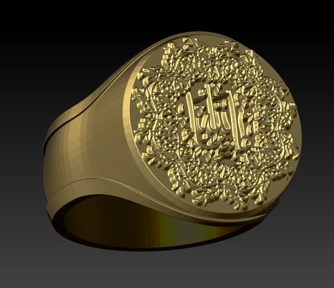 Islamic Muslim Ring For Men USA Size 10 3D print model_2