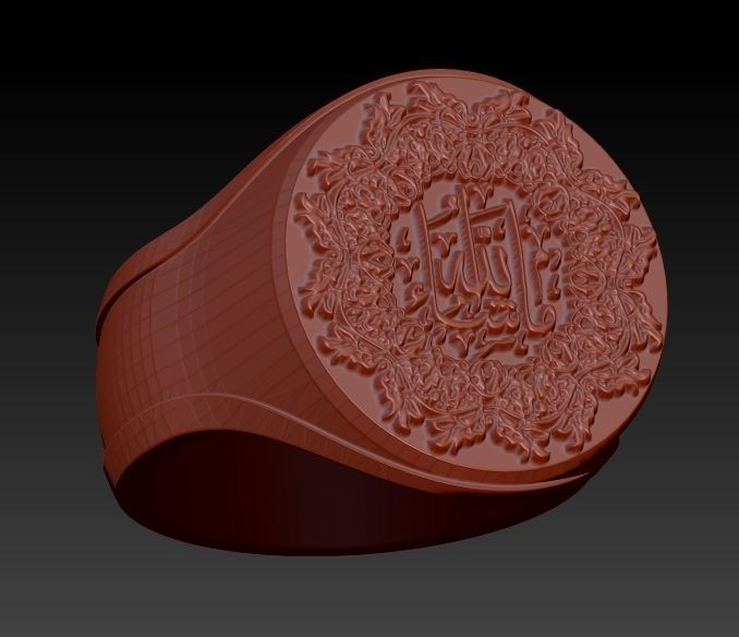 Islamic Muslim Ring For Men USA Size 10 3D print model_1