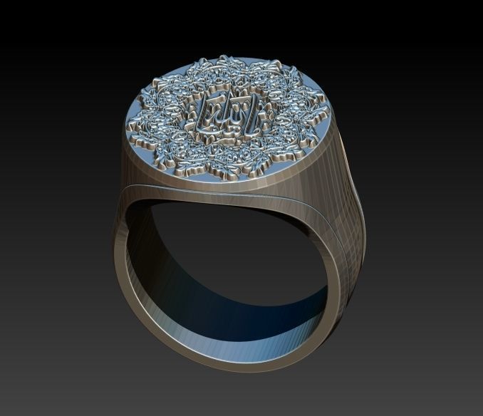 Islamic Muslim Ring For Men USA Size 10 3D print model_3
