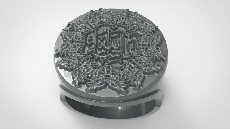 Islamic Muslim Ring For Men USA Size 10 3D print model_9