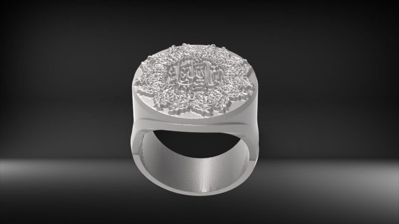 Islamic Muslim Ring For Men USA Size 10 3D print model_6