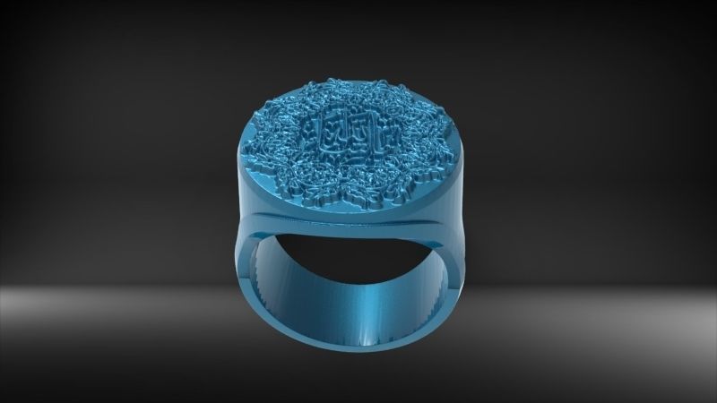 Islamic Muslim Ring For Men USA Size 10 3D print model_7