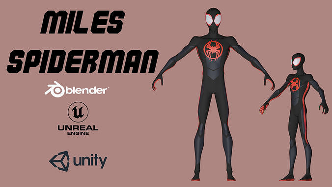 Miles Morales - Spider-Man  - Game ready - 3D Low-poly model Low-poly 3D model