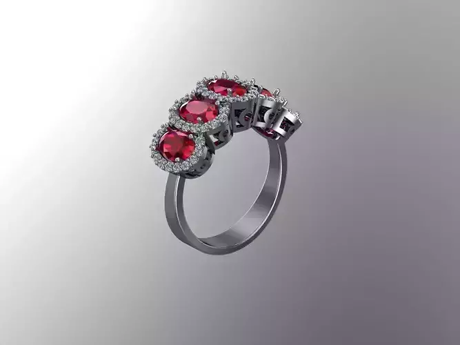 Fiery Flair Ruby and Diamond Cluster Ring