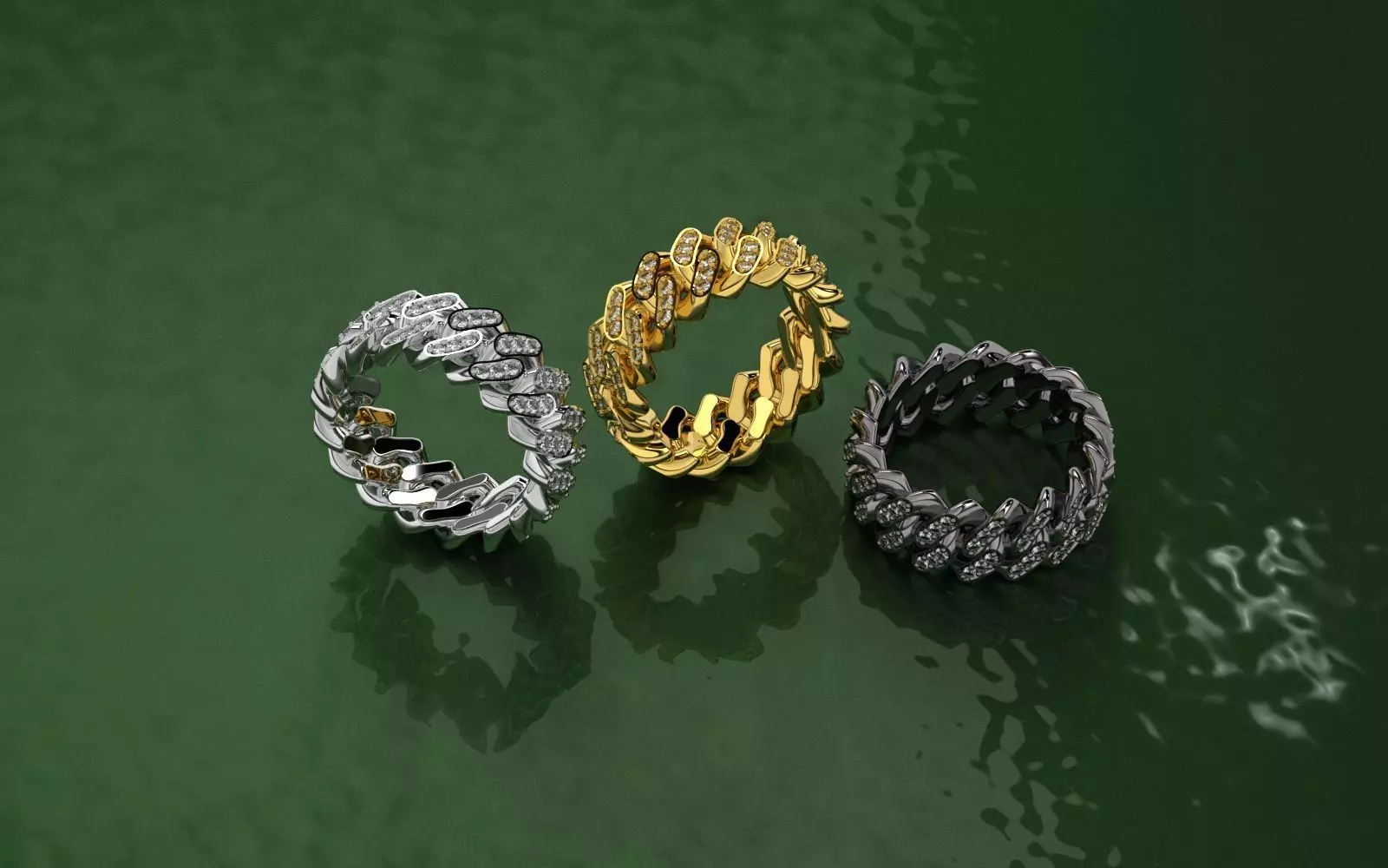 Alliance - 11 Rings chains and diamonds - Jewelry 3D - AN-632 3D print model_0