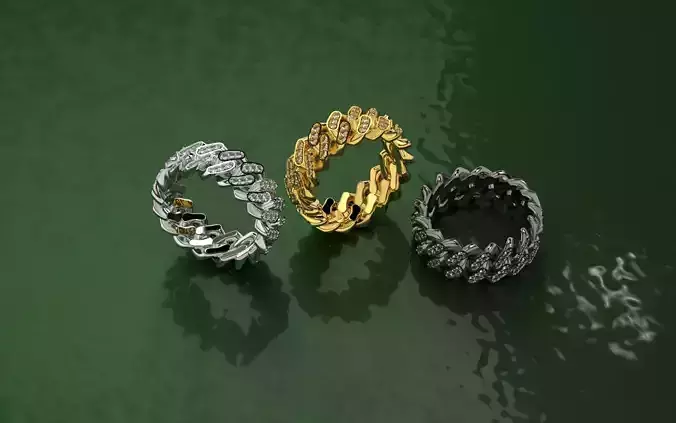 Alliance - 11 Rings chains and diamonds - Jewelry 3D - AN-632 3D print model