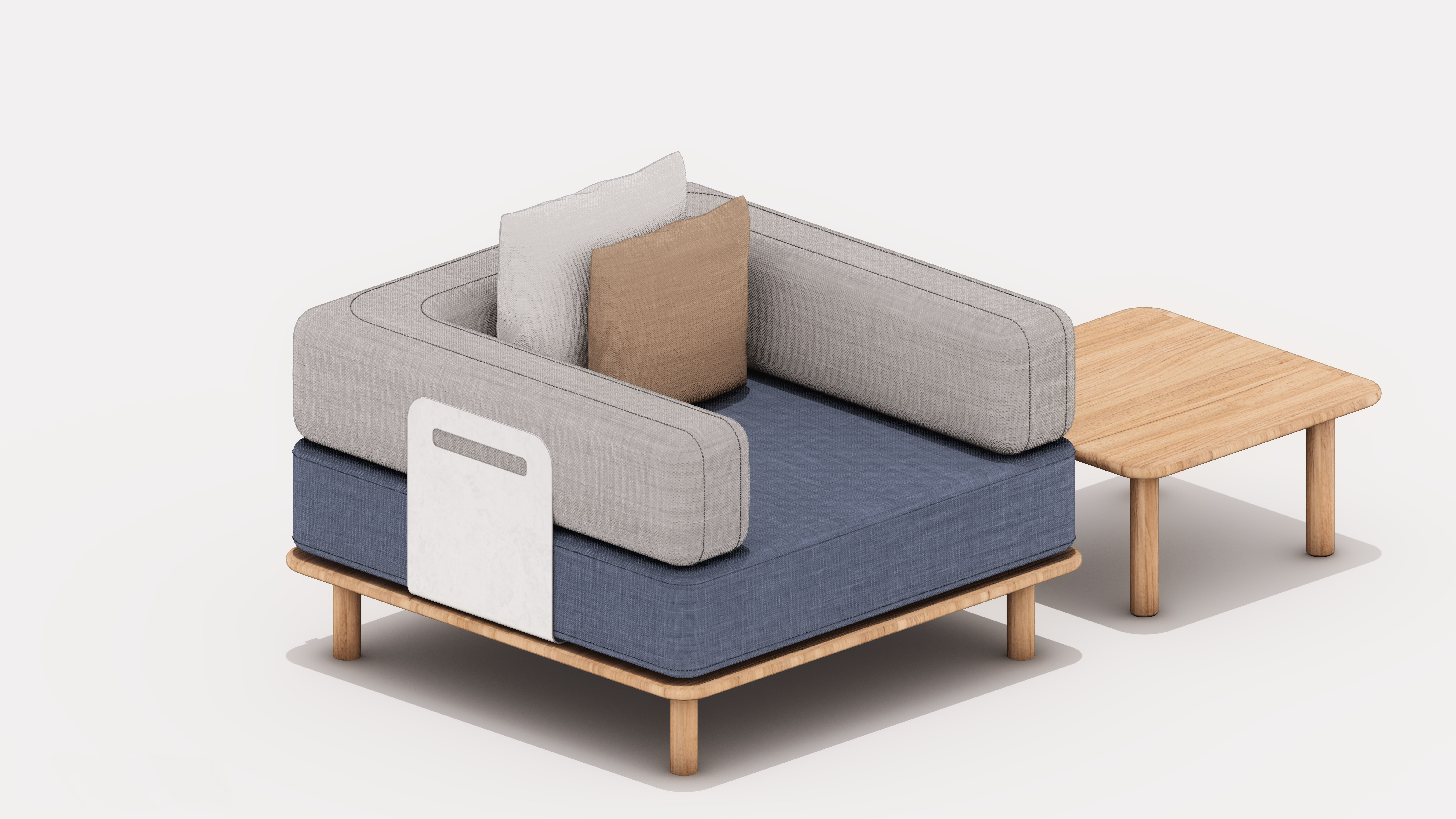 Single-Seater Chair Low-poly 3D model_1