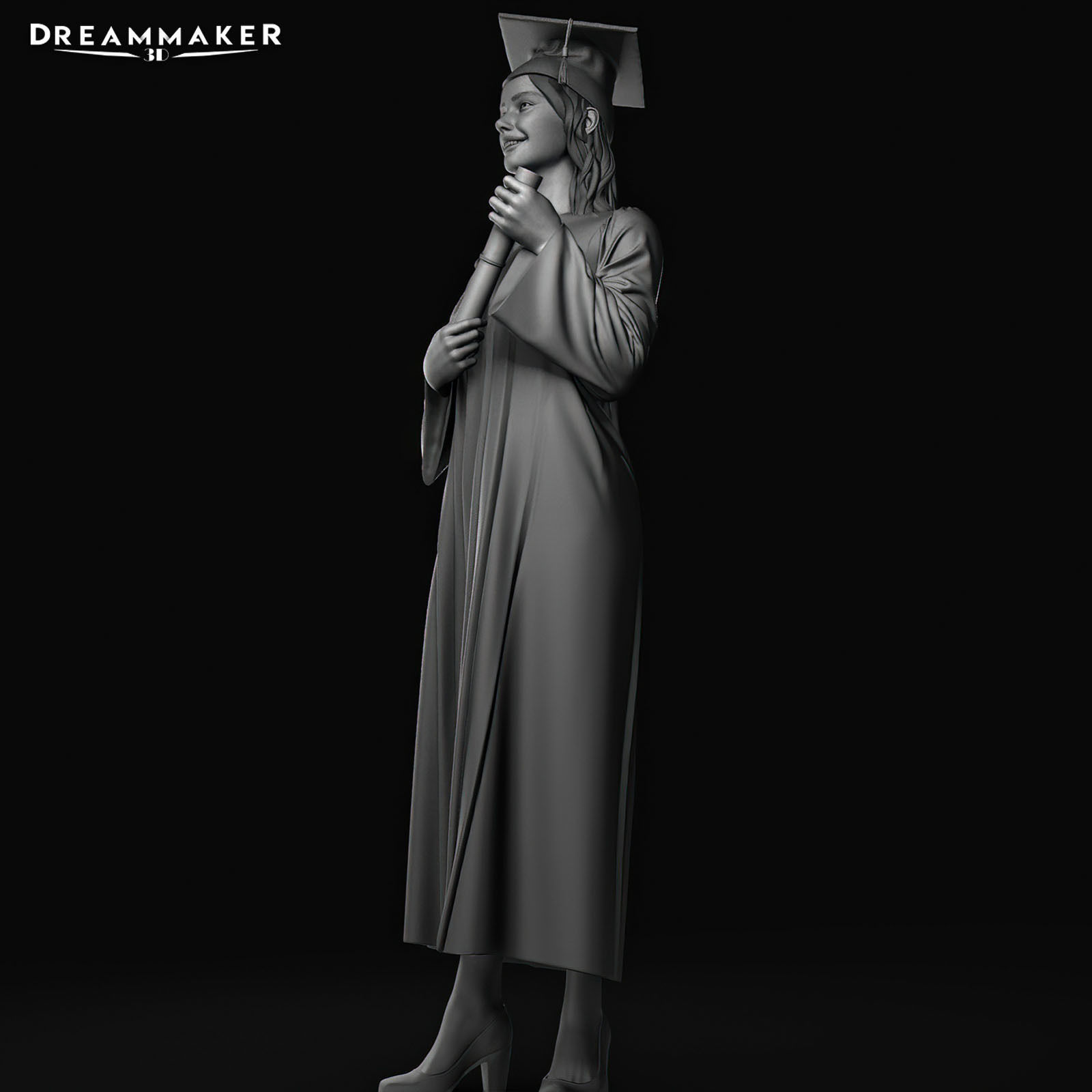 Female Graduate 3D print model_14