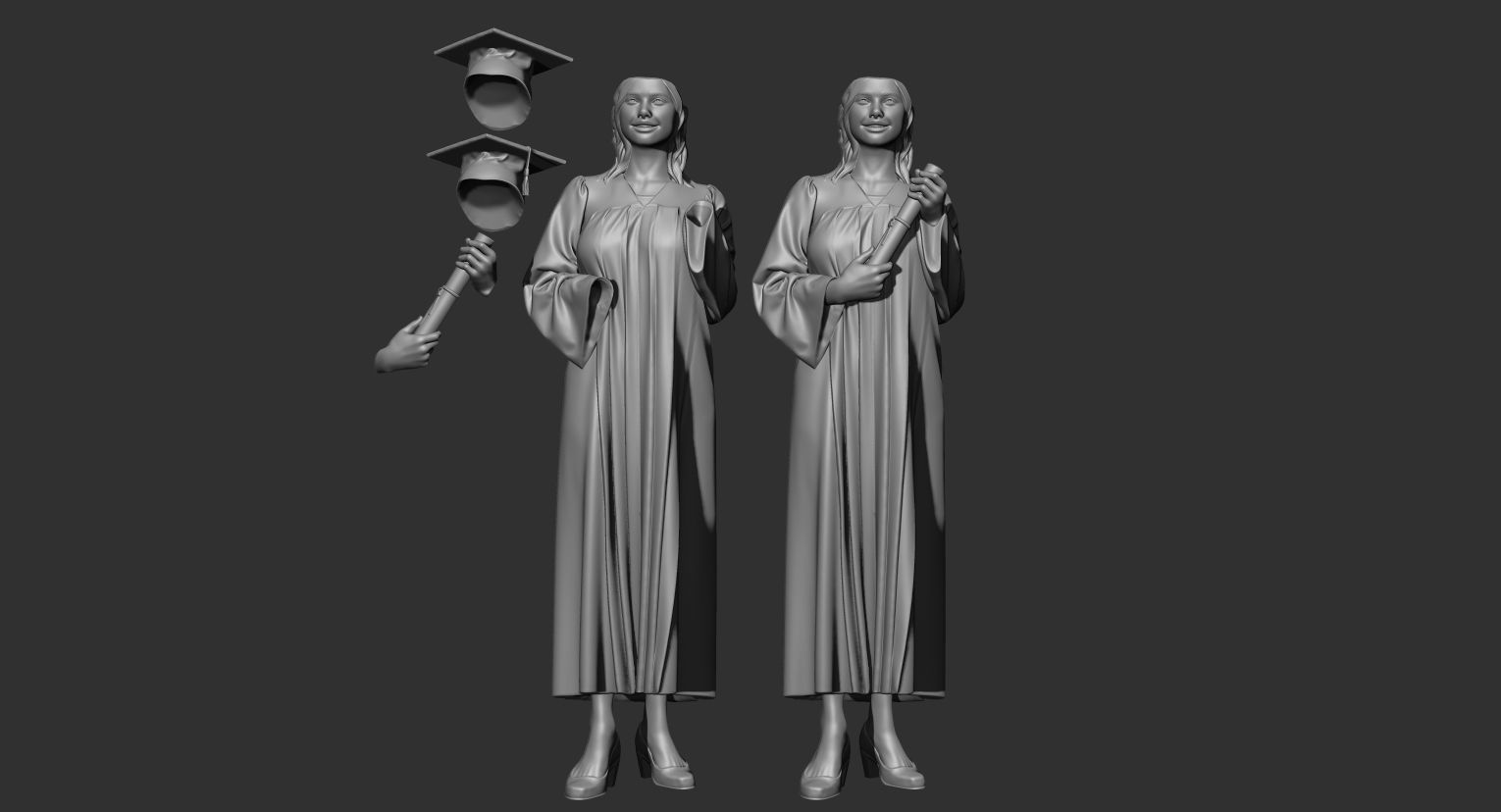 Female Graduate 3D print model_6