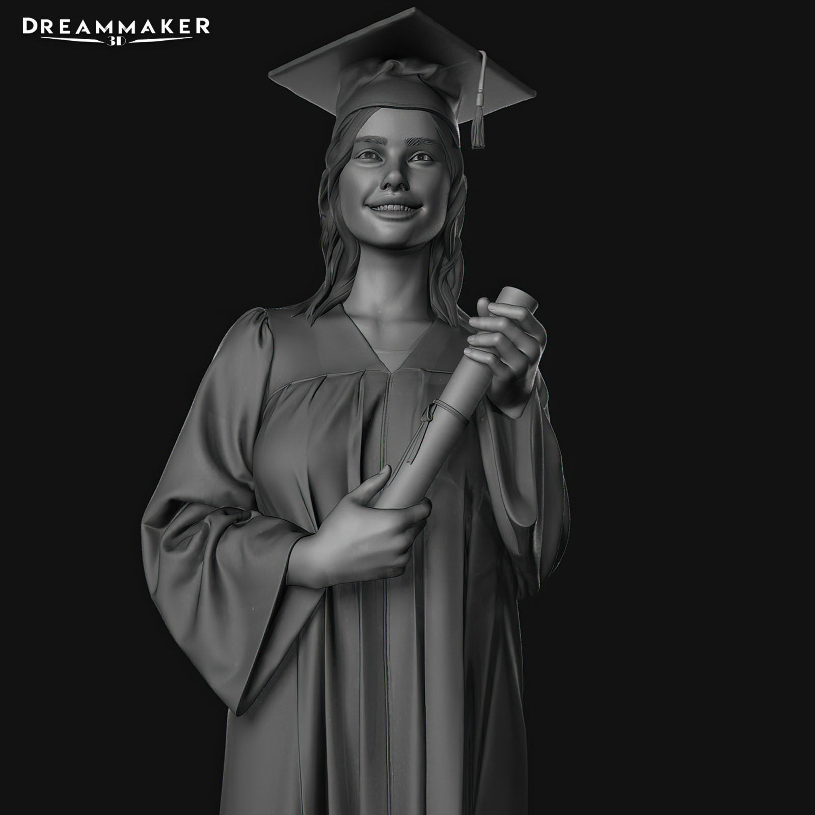 Female Graduate 3D print model_17