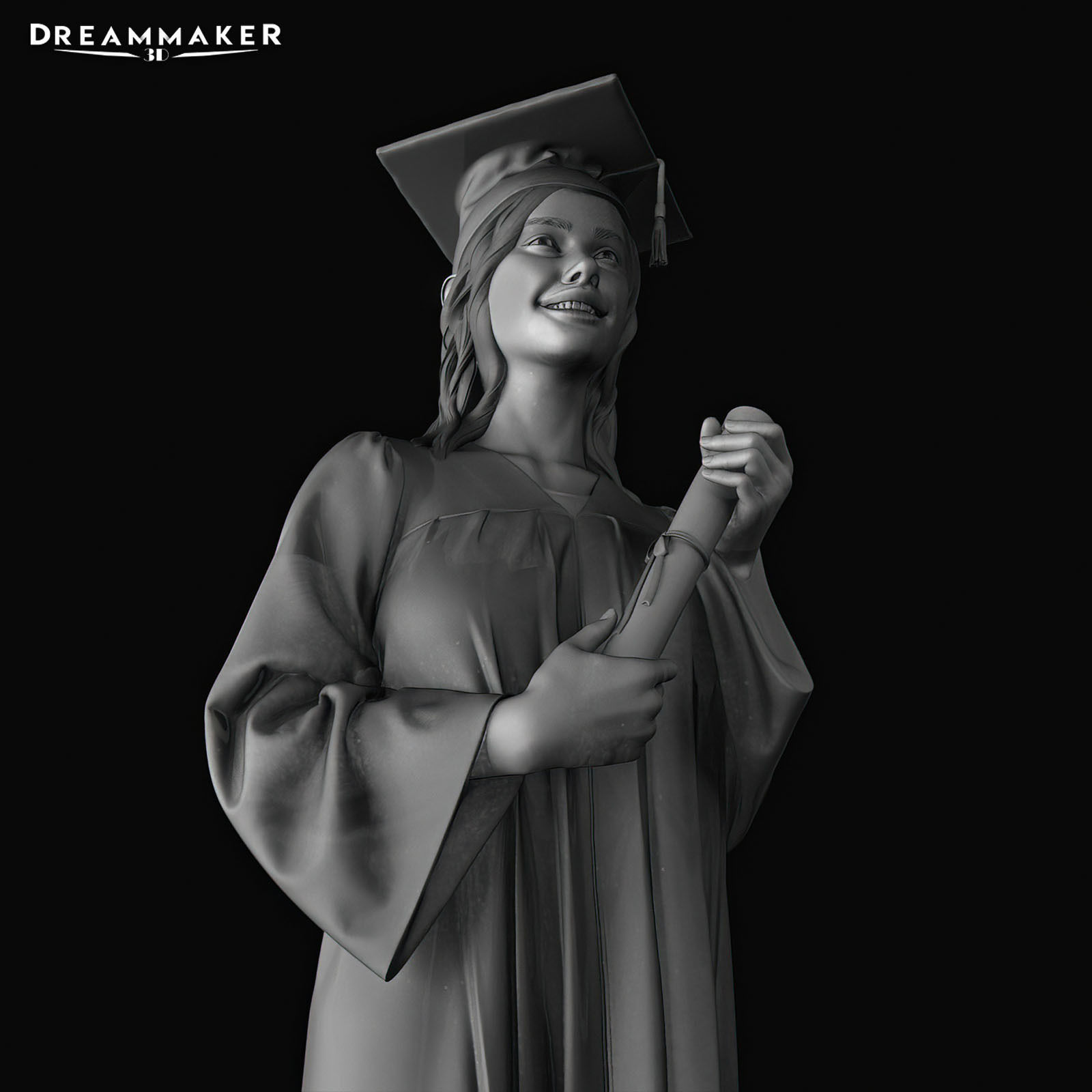 Female Graduate 3D print model_24