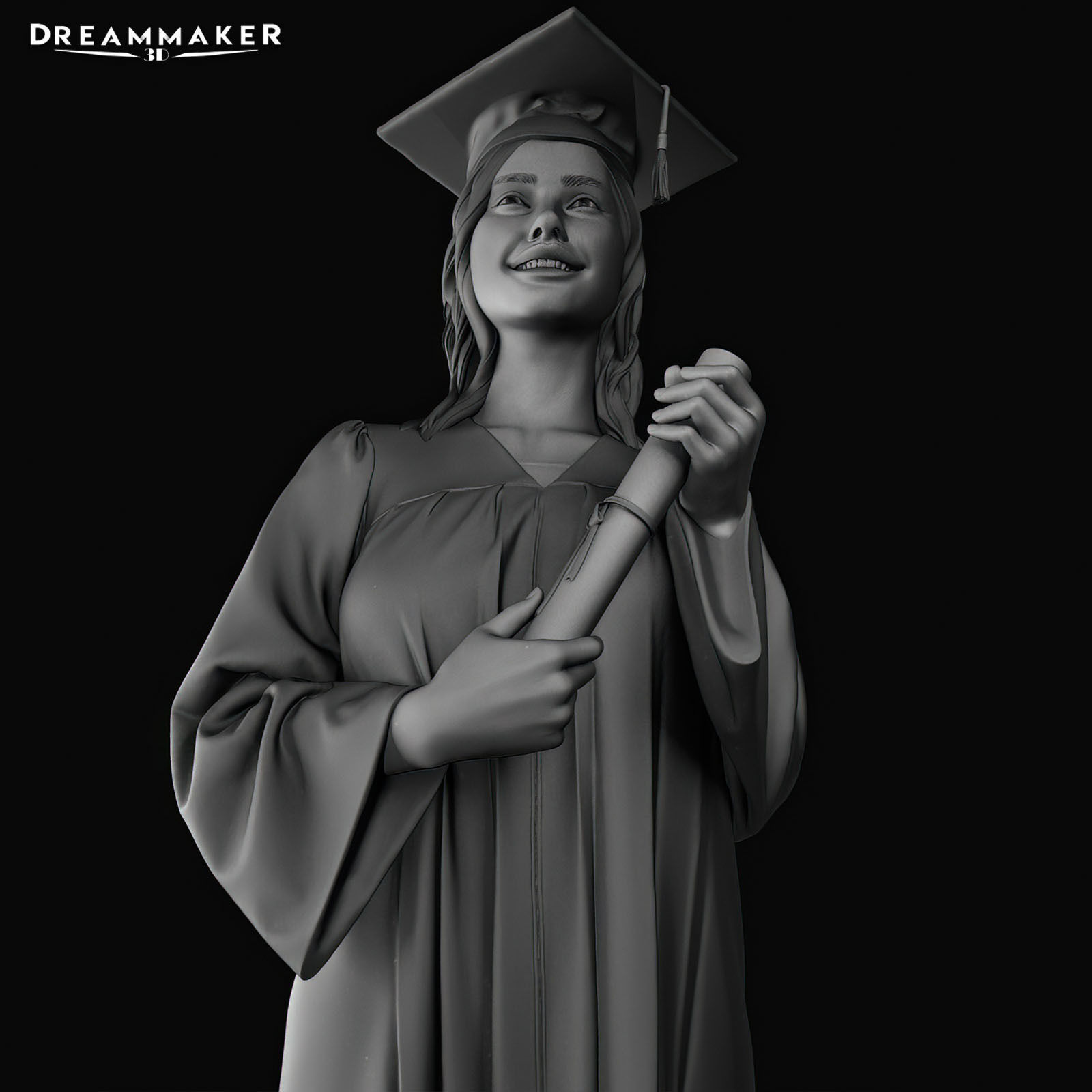 Female Graduate 3D print model_22