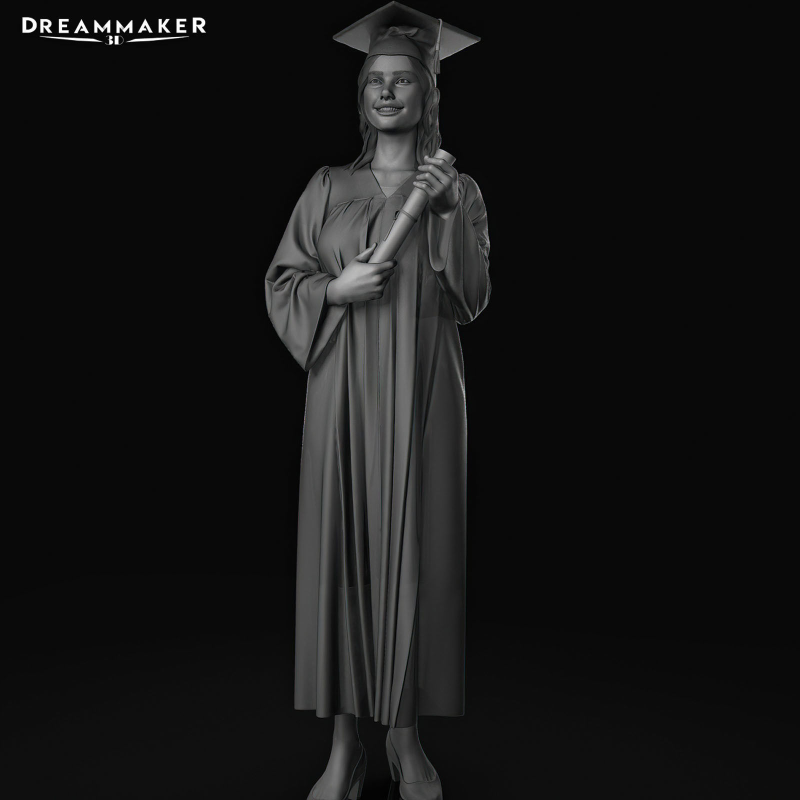 Female Graduate 3D print model_3