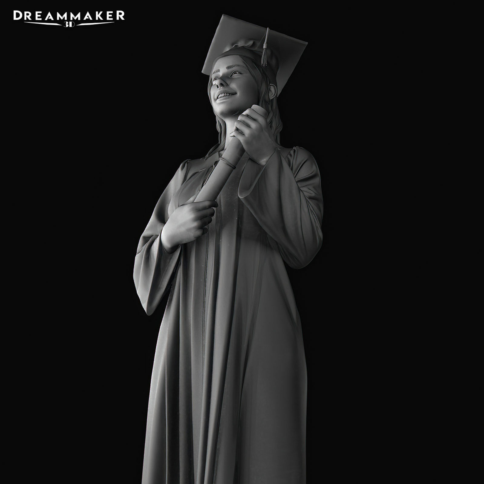 Female Graduate 3D print model_9