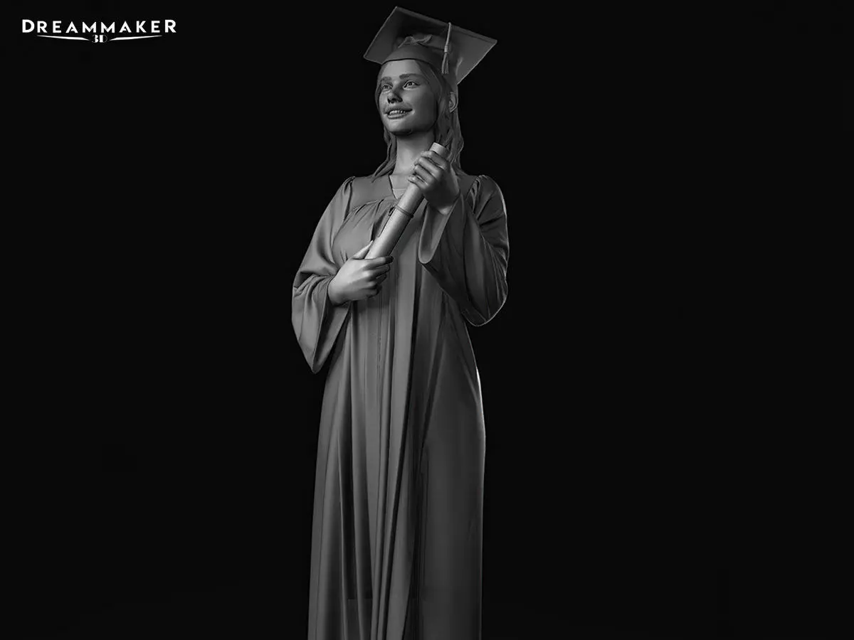 Female Graduate 3D print model_0