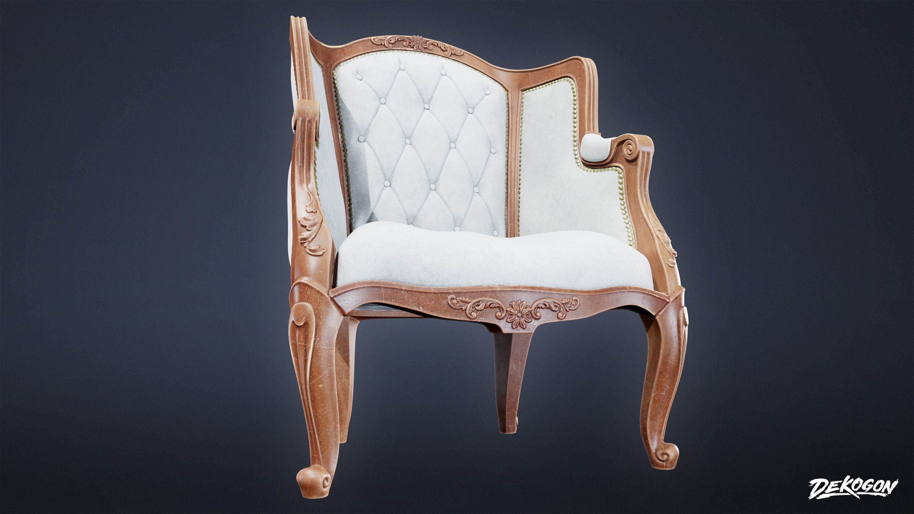 VICTORIAN - Chair 04 - LOW POLY AND NANITE Low-poly 3D model_5