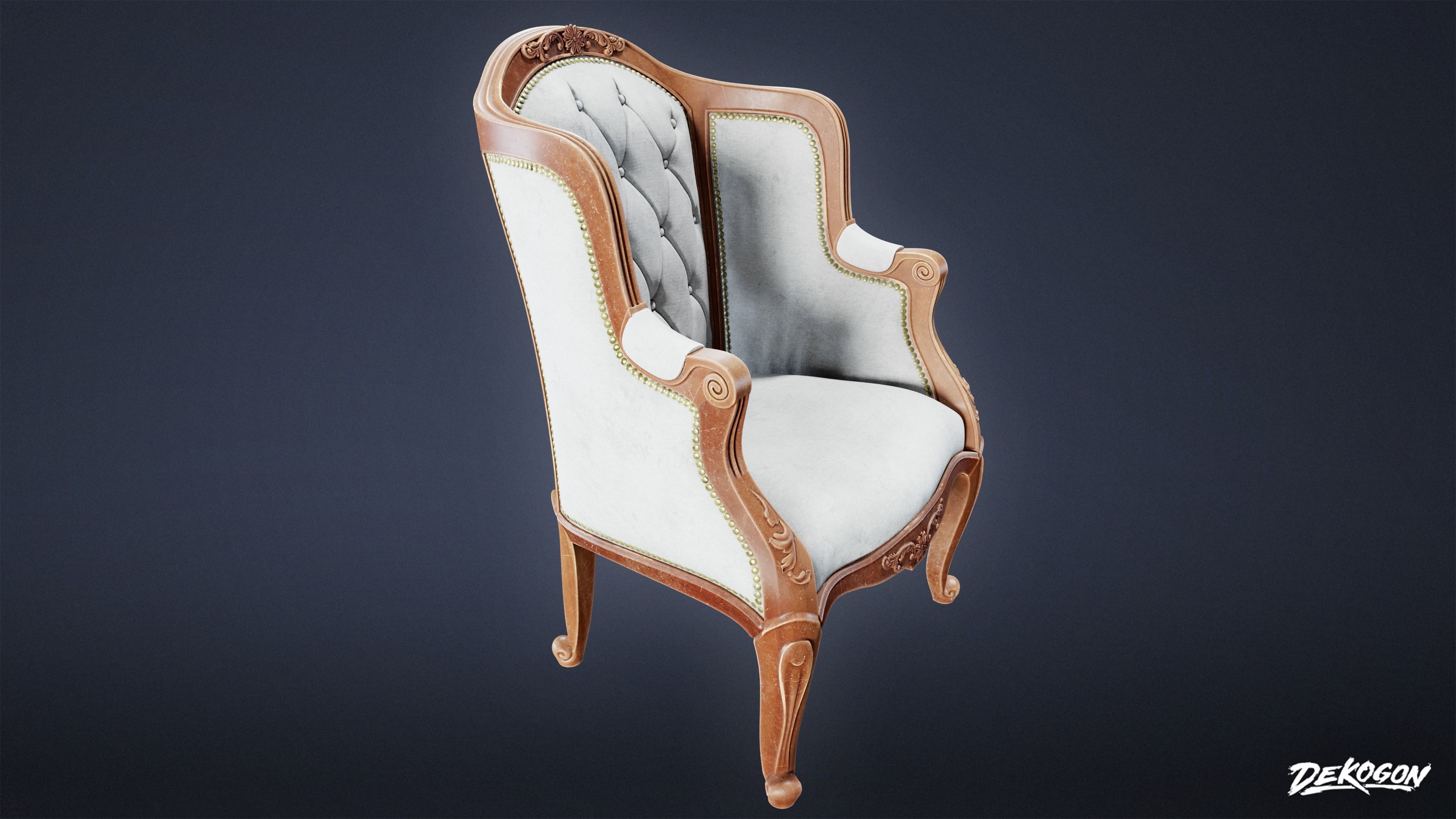 VICTORIAN - Chair 04 - LOW POLY AND NANITE Low-poly 3D model_2