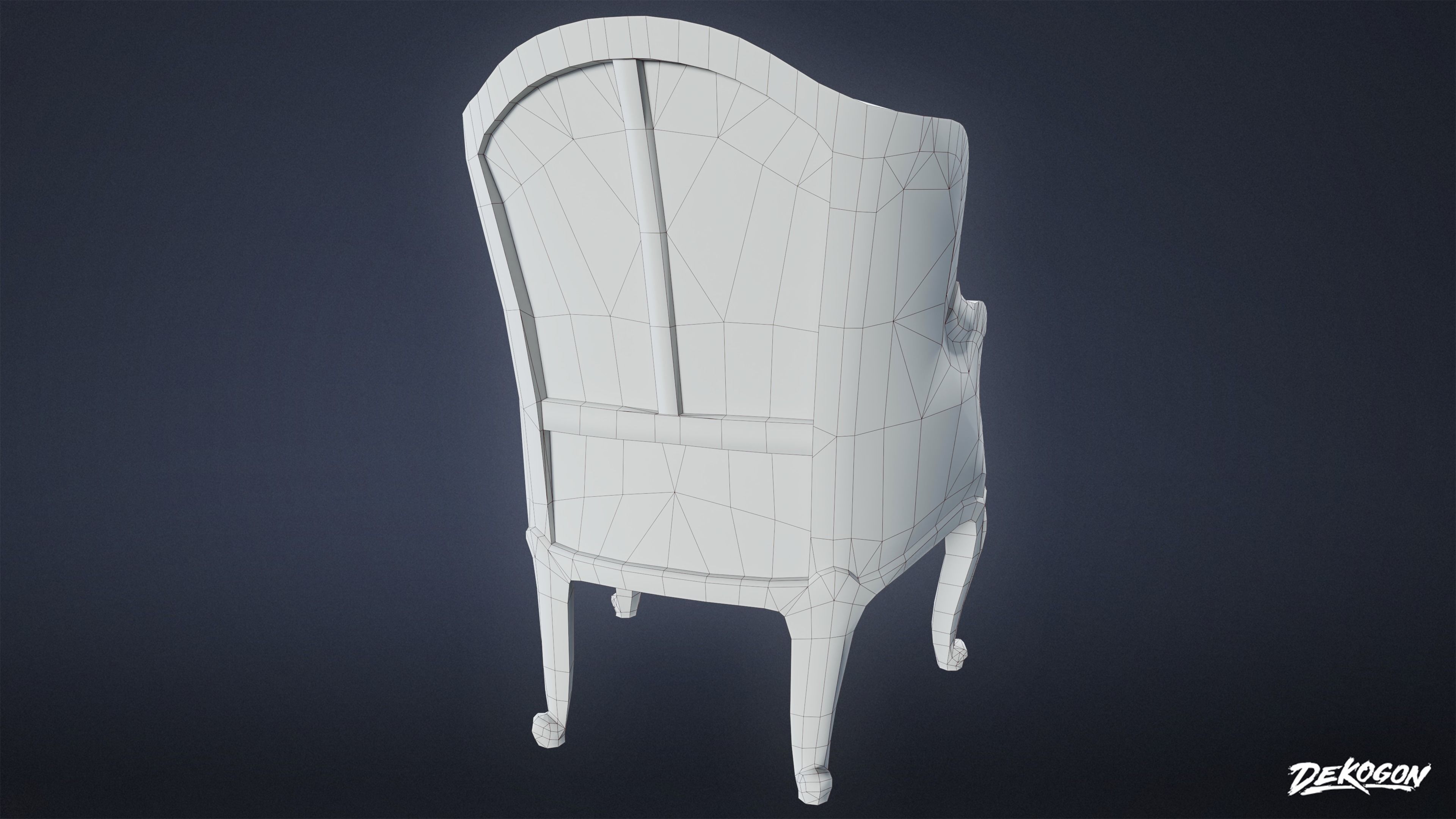 VICTORIAN - Chair 04 - LOW POLY AND NANITE Low-poly 3D model_7